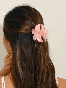 1pc Minimalist Vacation Light Purple Gradient Plumeria Large Shark Hair Claw Clip, Women's Daily Beach Holiday Accessory - Multicolor - View 6