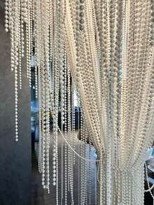 Hanging Pearl Chain Room Decor Christmas Halloween Wedding Decoration Suitable For Various Party Decorations Seasonal Decor Party Backdrop Curtain Window Curtain Faux Pearl String Scene Atmosphere Decoration - E - View 9