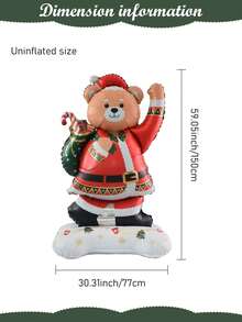 1pc 59 Inch Christmas Bear Foil Balloon, Large Inflatable Christmas Winter Holiday Party Decoration, New Year Celebration Foil Balloon, Photo Backdrop Prop, Indoor Outdoor Home Window Decor - Multi-color - View 7