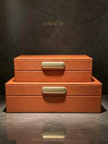 1 Set Lychee Textured PU Jewelry Box With Lid, Large Capacity Jewelry Box With Zinc Alloy Decoration, Soft Touch Home Jewelry Storage Organizer, Modern Home Jewelry Storage Box, Luxury Gift Jewelry Box - Black - View 14
