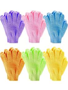 1/6/12 piezas Guantes exfoliantes para ducha, toalla de ducha, guantes de baño, guantes exfoliantes de doble cara para spa, masaje y exfoliación corporal, accesorios de baño para lavado corporal - multicolor - Ver 7
