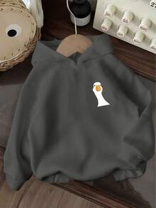 Tween Girl Fun Print Pullover Sweatshirt, Warm & Comfortable Thermal Lined Pullover Sweatshirt For Autumn/Winter - Dark Grey - View 4