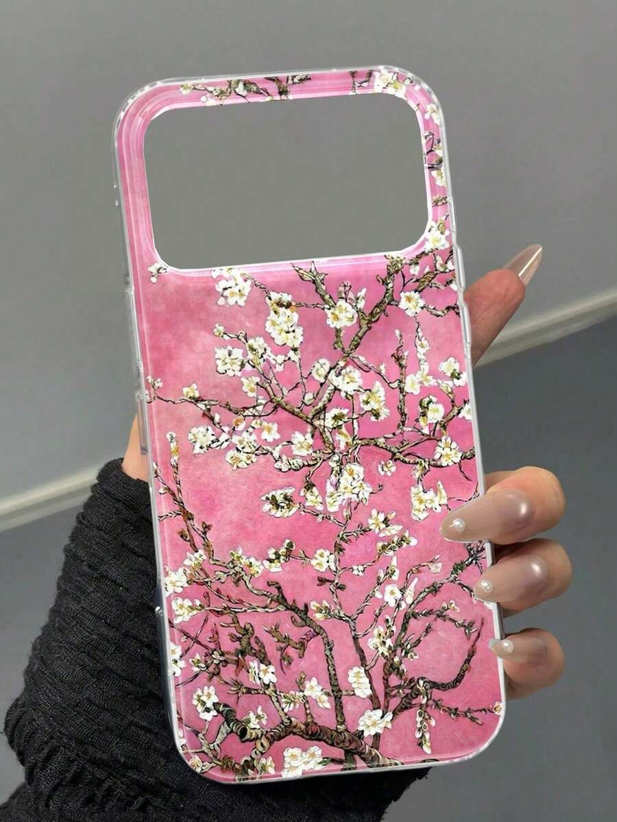 1件裝中國傳統繪畫杏花圖案藝術手機殼,適用於 iPhone 17 Pro Max 17 16 15 14 13 Pro Max 12 11,後蓋手機殼 - 粉色 - 查看 1