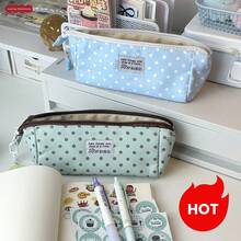 1pc New Polka Dot Series Korean Style Fashion Minimalist Pencil Case, Large Capacity Storage Bag, Cute Stationery Box For Middle And High School Students, Essential For New Semester! - A - View 9
