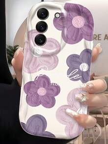 1 buah Casing Ponsel Motif Bunga Minimalis Lembut Bergelombang Besar Bergaya INS, Tekstur Gelombang Putih Susu, Cakupan Lensa Lembut Penuh, Kompatibel dengan Ponsel Seri 1 - Putih - View 1