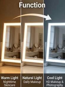 All-In-One LED Makeup Mirror With Front Light, 3 Lighting Modes, 200mAh Rechargeable, Modern Style, Battery Powered Touch Control, Portable, Foldable, Compact, Travel Vanity Mirror With Light, Holiday Gift For Family And Friends - Valentine's Day Gift - Multicolor - View 8