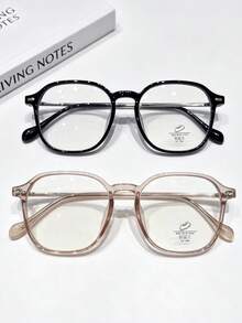 2pcs Women's Asymmetrical Square Non-Prescription Glasses Accessories, Suitable For Daily Office, Study, Reading, Party, Vacation, Photography And Other Occasions - Multicolor - View 7