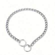 AKAPET Stainless Steel Dog Collar, Dog Chain Collar, Dog Metal P-Shaped Adjustable Chain Collar, Pet Training Dog Chain - Silver - View 5