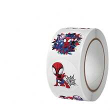 500pcs And His Magical Friends Round Roll Self-Adhesive Stickers, Chibi Team Self-Adhesive Label Stickers, Superhero Theme Birthday Party Gift Bag Fillers, Classroom Reward Incentive Stickers - Multicolor - View 5
