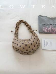 low tea 1 Stück Punkt Halbmond-förmige PU-Stoff Schultertasche, verstellbarer Riemen, geeignet für Pendeln, Einkaufen und mehr - Helles Khaki - Übersicht 5