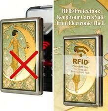 Vintage - Style Versatile Card & Cash Case With RFID Protection, Durable Metal Slim Wallet  Case Blocking Card Holder For Women Men Credit ID Bus - #A - View 5