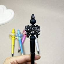 5支裝水鑽蝴蝶結DIY串珠旋轉式原子筆,適合課堂學習筆記、商務會議記錄,可隨個人喜好自由增減彩色珠子,手工閃亮蝴蝶結珠飾獨特筆桿,多入文具組 - A - 查看 10