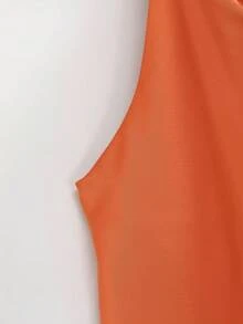 Spring/Summer Solid Color Satin Halter Neck Backless Top - Orange - View 5