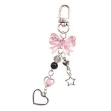 1Pc Sweet Bow & Heart Star Beaded Keychain, Anti-Lost Bag & Phone Accessory - Multicolor - View 3