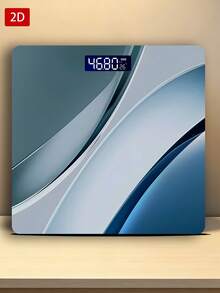 1pc Light Luxury Blue-Gray Curved Texture Scale/ Suitable For Small Scale,Household Scale,Compact Scale,Bathroom Scale /Easy To Apply /Measures Weight Up To 400 Lb/180kg,Tempered Glass Surface,Temperature Detection,Uses AAA ( Not Included) - Multicolor - View 3