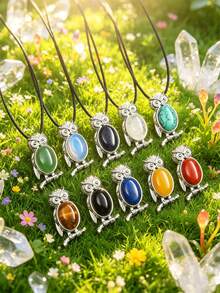 1/5/10/20/50pcs Multi-Color Fashion Metal Inlaid Natural Crystal Owl Pendant Necklace, Natural Amethyst, Suitable For Women's Daily Wear - Owl - View 9