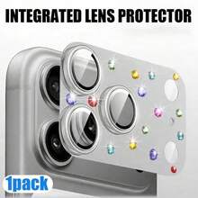 NNBILI 1 pieza Protector de lente falso con strass de colores, diseño de strass de colores nuevo, compatible con iPhone 18 Pro Max, múltiples colores disponibles - accesorio de protección de lente, material de vidrio templado, resistente a arañazos, cubierta de lente de cámara, fácil de instalar - Plateado - Ver 10