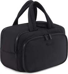 1 Piece Black Travel Cosmetic Bag With Handle, Built-In Wet Compartment, Waterproof, For Travel And Daily Use - View 7
