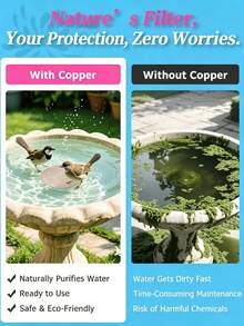 1pc Outdoor Pure Copper Bird Bath - Natural Pond Purification System With 3-Point Stable Base, Made Of Durable 0.6mm Copper For Water Disinfection, Suitable For Ponds Or Water Features (Applicable To Swimming Pools And Fountains) - Multicolor - View 4