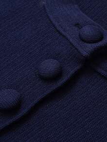 Spring Summer Autumn Solid Color Split Petal Sleeve Knit Cardigan - Navy Blue - View 9