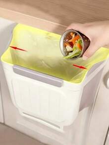 1pc Wall-Mounted Folding Trash Can, Multi-Function Large Capacity Wide Mouth Garbage Collection Bin, Kitchen Hanging Folding Trash Can, Bathroom Trash Bag Holder, Cabinet Hanging Trash Storage, Car Trash Storage, Kitchen Accessories - Multicolor - View 7