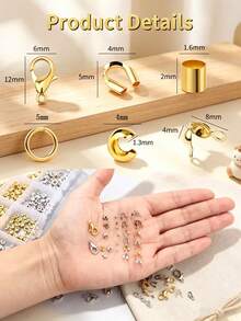Set Alat Pembuatan Perhiasan 24 Kompartemen (1500 buah)/12 Kompartemen (1200 buah), Termasuk Alat Penjepit, Pelindung Tali, Pengait Lobster, Cincin Pembuka, Dengan Tali Elastis, Kawat Baja, Pinset dan Tang, Cocok untuk Pembuatan Kalung dan Gelang DIY - Set aksesoris perhiasan + peralatan - View 4