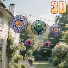 3D 1pc "Colorful Mandala Pattern" With Rotating Hook, 360° DIY Creative Wind Spinner, Dynamic Art Rotating Decor For Friends And Family Holiday Gift (Pendant Not Included), Random Style - A - View 8