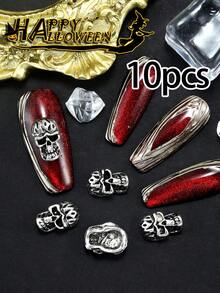 10pcs Nail Art Halloween Nail Charm Y2K Sweet Cool Style Nail Accessories French Light Luxury, Retro Gothic Punk Style Spider, Bat, Skull, Horror Rabbit, Angel Nail Gem DIY Nail Salon Exclusive - Multicolor - View 25