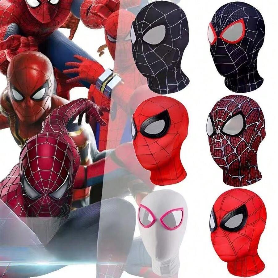Hasbro 蜘蛛宇宙角色面具 | 輕量耐用彈性布料 | 角色扮演配件 | 都市英雄風格 | 多彩圖案 | 全臉覆蓋面具 | 易穿脫,適合展覽、活動與攝影 - 均碼 - 查看 1