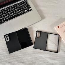1件裝高級碳纖維紋路PU皮革折疊手機殼，適用於 Galaxy Z Fold 8、Fold 8 Ultra、Fold7、Fold6、Fold5、Fold4，商務全機身防震保護背蓋 - 灰色 - 查看 8