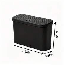 Black Car Trash Can, Multifunctional Hanging Storage Box With Lid, Detachable & Washable, ABS Material, 7.28*3.86*5.04in, Fits Door/Seat Back/Console, Includes 1 Roll Of Garbage Bags - Black Trash Can + 1 Roll Of Trash Bags - View 3