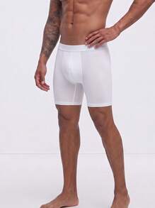 Snug League 1PC Men's Boxer Briefs - Soft Cotton Fabric, Suitable For Gym, Casual Boxer Shorts, Classic Style - White - View 3