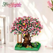New 3-Color Cherry Blossom Treehouse, Miniature Treehouse Building Block Toy Set, Plastic Micro-Particle Brick Construction Toy, 3D Model Building Blocks, Suitable For Home Decor, Christmas Gift, New Year Gift, Halloween Gift - Multicolor - View 7
