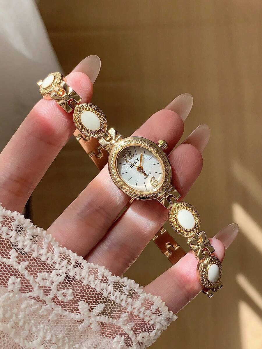 1件女款不對稱石英手錶,時尚復古優雅,適合日常佩戴,生日/畢業禮物,休閒派對首選 - 金色 - 查看 1