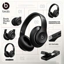 Headphone Nirkabel Over-Ear Beats Studio Pro, Headset Bluetooth Peredam Kebisingan dengan ANC Aktif, Driver Distorsi Rendah 40mm, Pengisian Daya Cepat, Bantalan Telinga Busa Memori yang Empuk, Desain Ringan dan Nyaman, Aksesori Audio Premium untuk Musik, Perjalanan, dan Penggunaan Sehari-hari - View 4