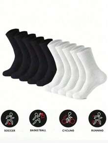 6/10/12/20 pares de calcetines gruesos de invierno para hombre en blanco y negro, calcetines altos hasta la rodilla ajustados de moda casual para deportes al aire libre, negocios casuales y vacaciones - Multicolor - Ver 2