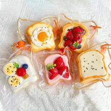 Toast Series Slow Rebound Super Soft Mud-Like Squeeze Toy, Stress Relief, Holiday Gift, Birthday Gift (Random Stitch Bag And Decoration) - Multicolor - View 3