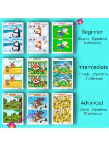 Interactive "Spot The Difference" Drawing Training - Educational Attention Training, Includes Erasable Cards - Holiday Gift, Drawing Supplies, Children's Educational Fun Find The Difference Focus Training Cards, Puzzle Tabletop Games Cards, Advanced Difficulty, Increase Observation Ability, Early Education Enlightenment Find The Difference Concentration Training Cards, Train Concentration And Logical Thinking, Reusable Paper Design - Multicolor - View 7