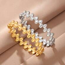 1pc Fashion Intertwined Oval Stainless Steel Bracelet, Suitable For Men And Women For Vacation And Daily Wear - Bracelet - View 1