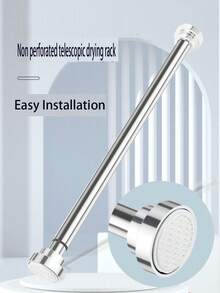 Barra telescópica ajustable de acero inoxidable - Estilo internacional minimalista, accesorio de marco de baño, herraje de baño, retráctil, barra telescópica premium - E - Ver 1