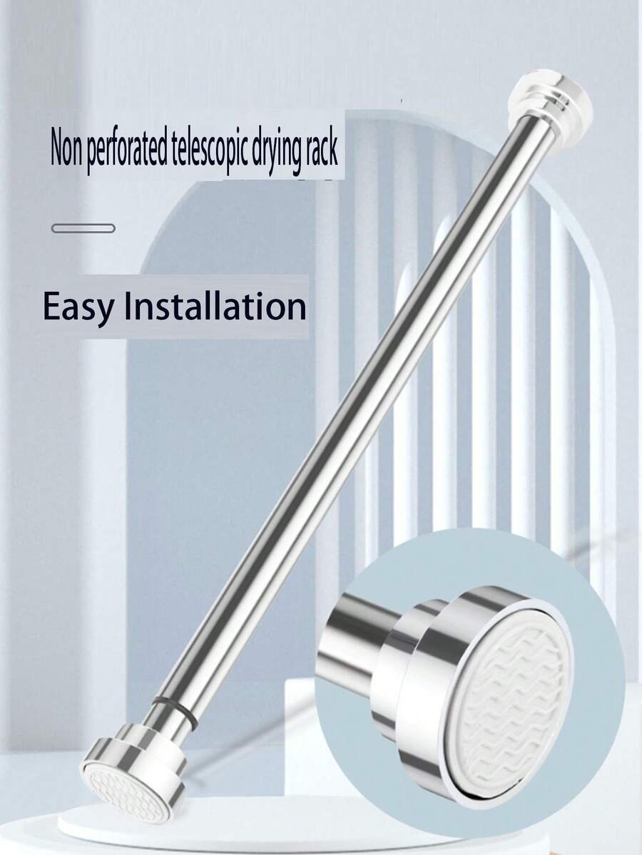 Barra telescópica ajustable de acero inoxidable - Estilo internacional minimalista, accesorio de marco de baño, herraje de baño, retráctil, barra telescópica premium - E - Ver 1