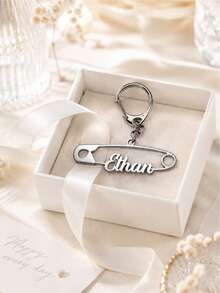 Custom Pin Shaped Keychain, Chic Personalized Keychain For Bags, Customized Name Charm, Customizable Keychain Accessories, Birthday Gift, Family - Style a - View 6
