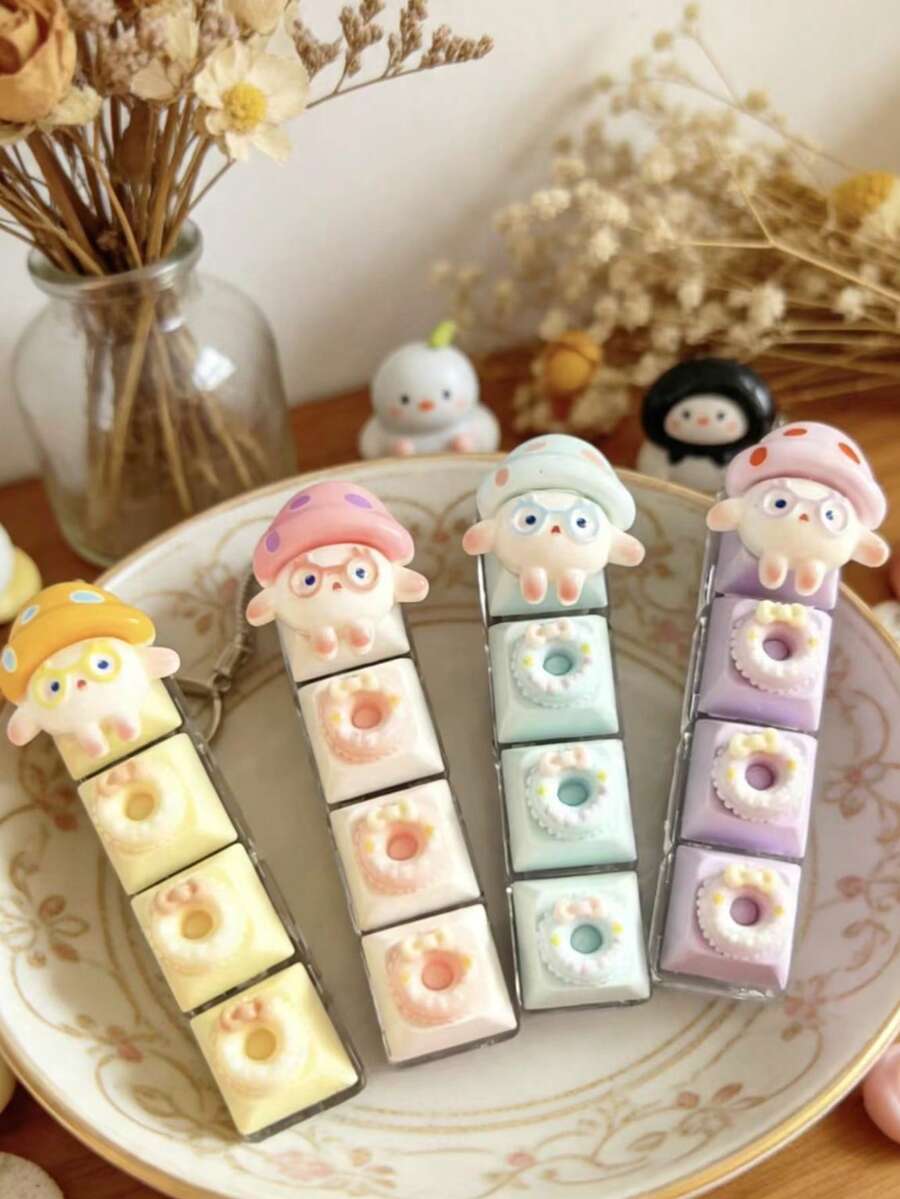 1pc Keyboard Keycap Keychain Stress Relief Fidget Toy, Mechanical Keyboard Switch Tester, Keyring, Desktop Decoration, Phone Charm, Creative Novelty Anti-Anxiety Pop Fidget Toy - Multicolor - View 1