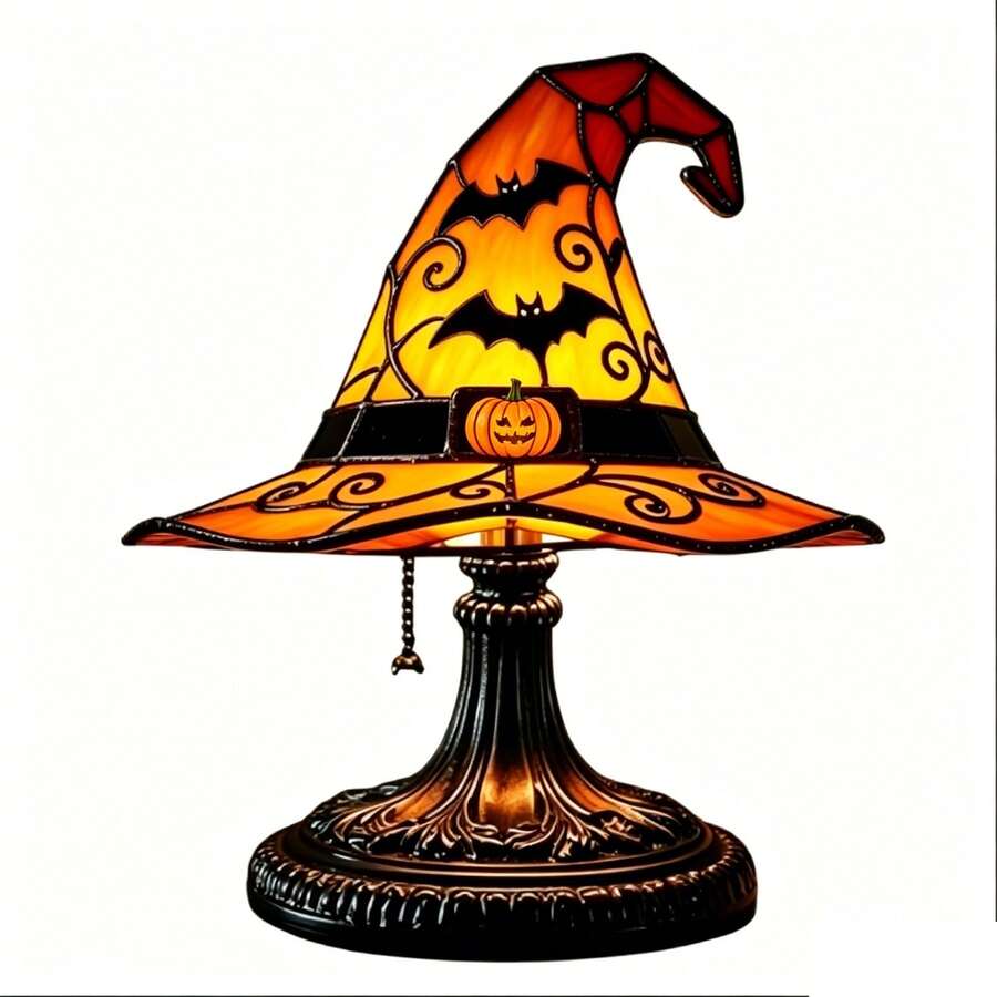 1pc Mini Halloween Witch Hat Lamp, USB Powered, Realistic Painted Resin ...