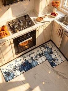 1/2 piezas Alfombra de tierra de diatomeas con patrón de calabaza y floral de Acción de Gracias, estilo vintage, súper absorbente, antideslizante, perfecta para baño, cocina y comedor, secado rápido, lavable a máquina, regalo perfecto para decoración del hogar y alfombra de baño - Multicolor - Ver 4