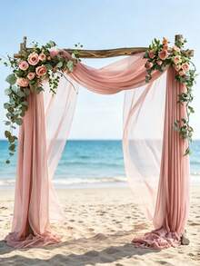 Arched Hanging Fabric Half Panel 4.4 Yards Lightweight Background Curtain Suitable For Party, Ceiling, Wedding Arch, Reception Area, Christmas And More Decorations - Lotus Root Pink - View 7