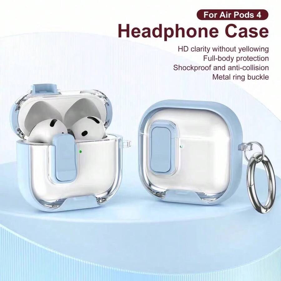 時尚商務立式保護殼,適用於 Apple 藍牙耳機 4 主動降噪版,附鎖扣,Pro 3/2 2nd Gen 防開蓋全包覆防震耳機保護套 - 藍色 - 查看 1