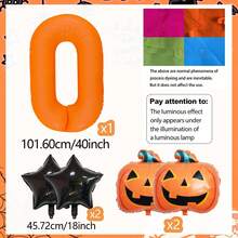 Halloween Pumpkin Pentagram Fluorescent Orange Number Foil Balloon Set, Includes 0-9 Orange Fluorescent Foil Number Balloons, Black Pentagram Foil Balloons, Halloween Pumpkin Foil Balloons, Suitable For Halloween Party Decoration, Trick Or Treat Holiday Party Decoration, Outdoor Halloween Backdrop, Holiday Decoration Supplies - Multicolor - View 22