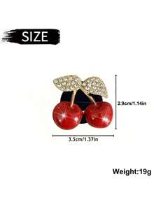 2/4pcs Alloy Rhinestone Cherry Car Air Vent Clip Fragrance, Fruit Car Fragrance, Women's Car Air Conditioner Fragrance Decoration - A - View 4