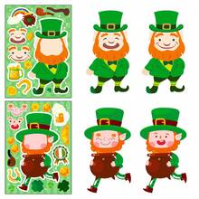 6pcs Set Funny St. Patrick's Day Elf DIY Face Stickers, Shamrock Irish Leprechaun Expression Collage Stickers, Holiday Craft Gift, Suitable For Boys And Girls, Quiet Book Craft Materials - Multicolor - View 5